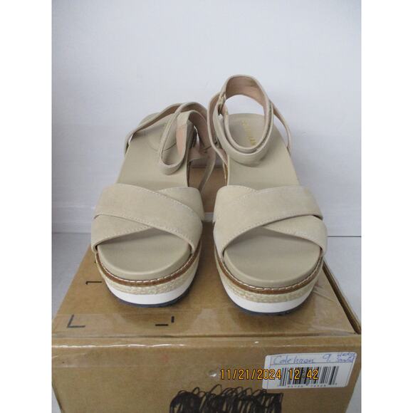Good Condition Cole Haan Women Wedge Sandal 75mm, Sesame - Size 9 - Picture 2 of 10